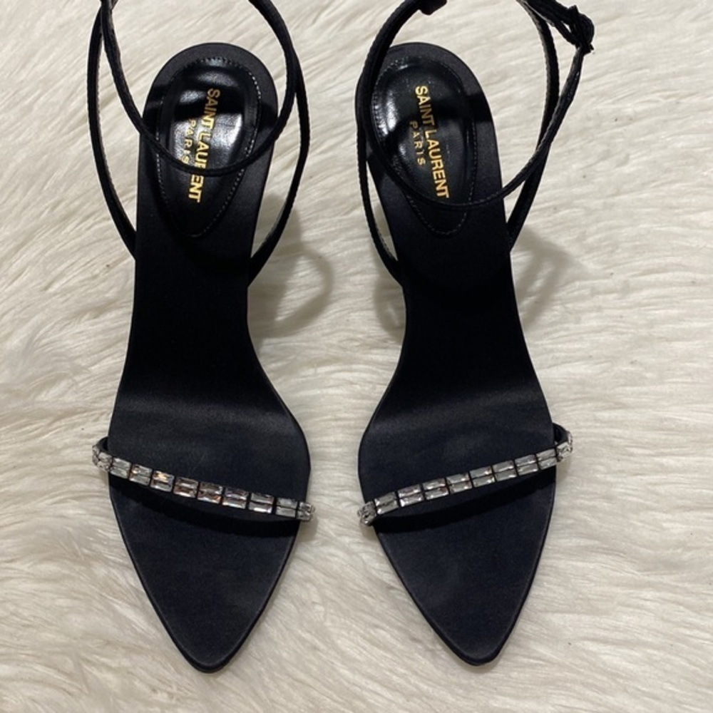 Saint Laurent Gloria sandals in crepe satin with Rhinestones size‎ 37EU - Picture 14 of 14